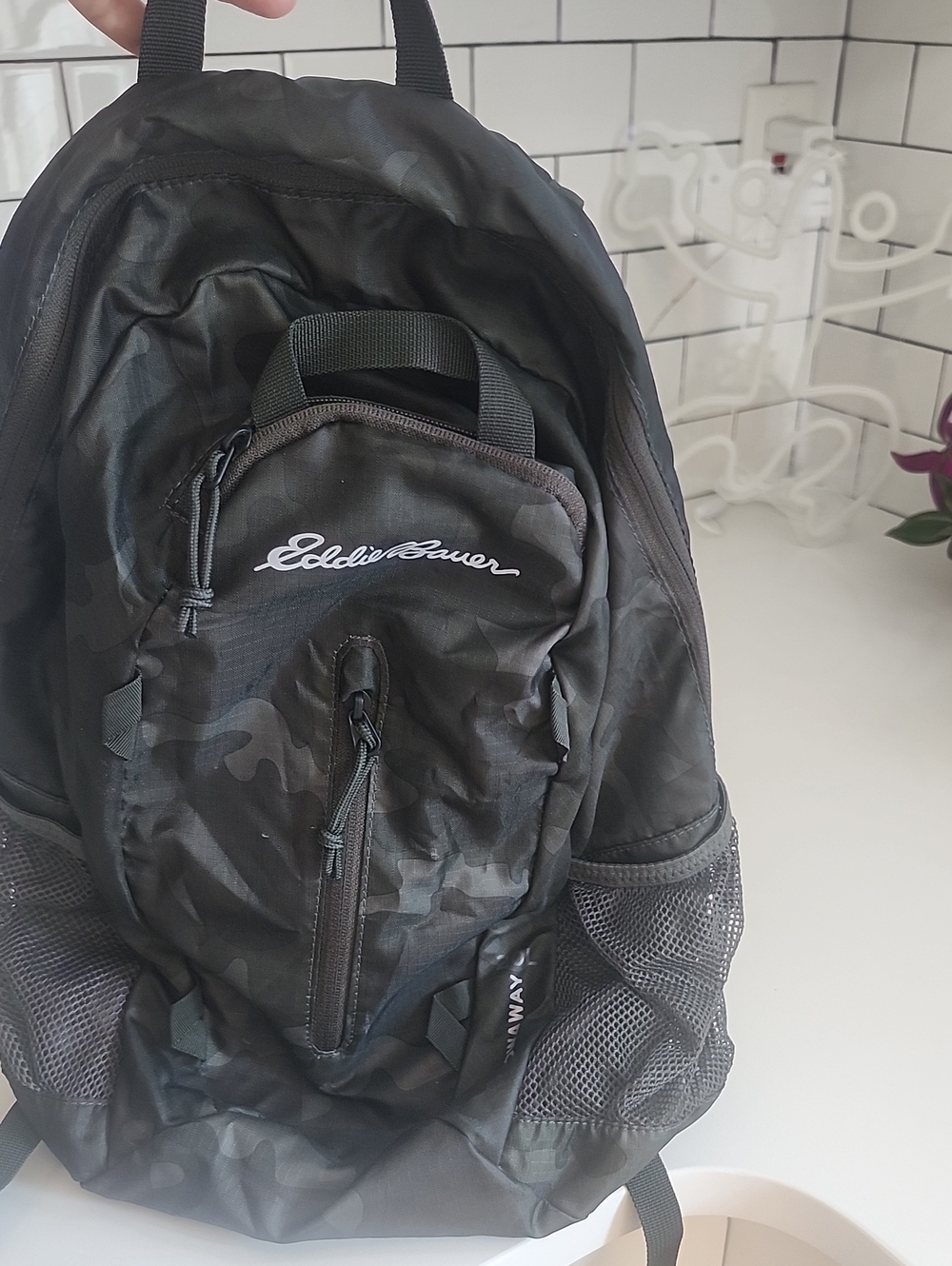 Eddie Bauer Black Camo Daypack Backpack